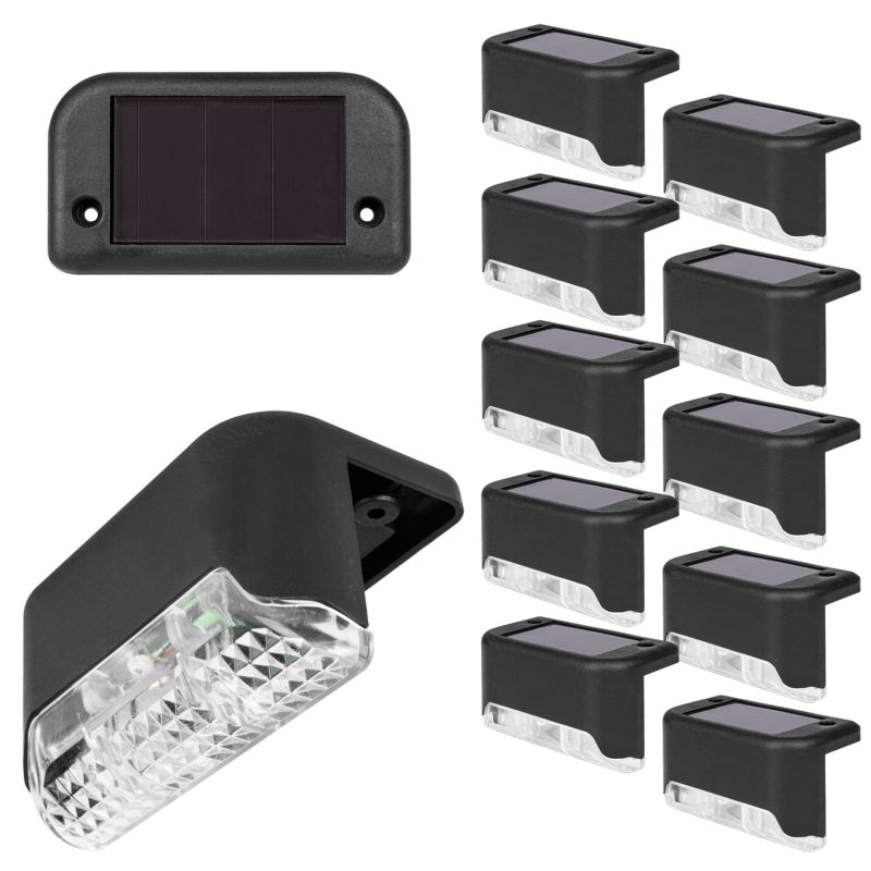 Lampa LED solarna MasterLED schodowa 0,2W 3200K ciepła biel 80x43x37 mm IP54 czarna 10 szt.