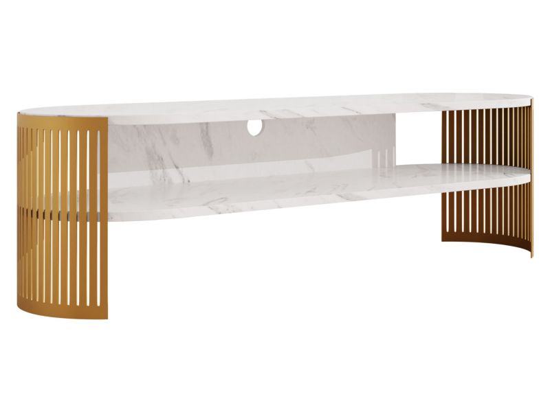 Szafka RTV owalna MIRJAN 24 Fikoli złoty/marmur bianco 1 szt.