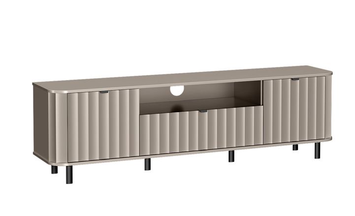 Szafka RTV NOVADO 196 cm Clay Gray frezowane fronty czarne nogi loft 1 szt.