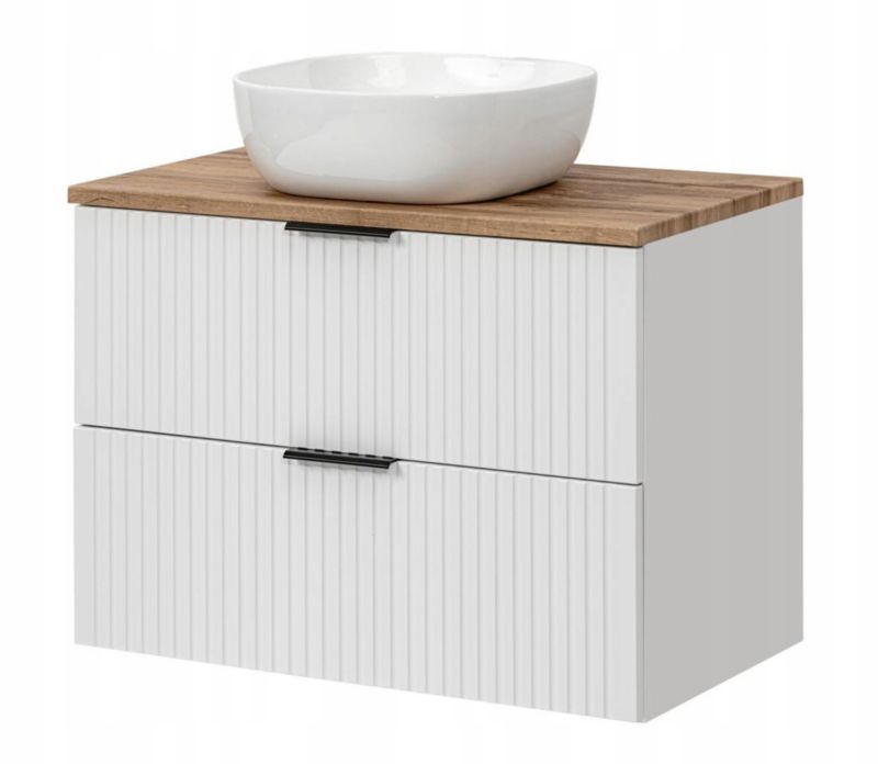 Szafka pod umywalkę Furnidea 80 cm z blatem biały dąb Wotan Adel 1 szt.