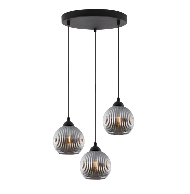 Lampa sufitowa wisząca okrągła Light Home LH Riffle Kula 3x E27 60W szary 1szt.