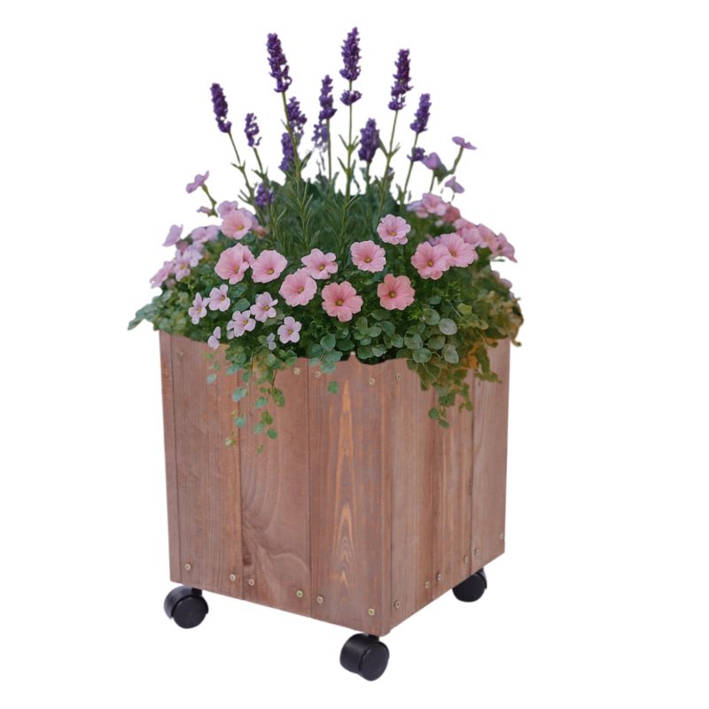 Donica drewniana MODO24 36x28x28 cm impregnowana brązowa na kółkach 1 szt.