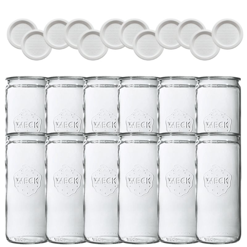 Słoiki MODO24 Weck 1500 ml fi 100 cylinder plastikowe wieka 12 kpl.