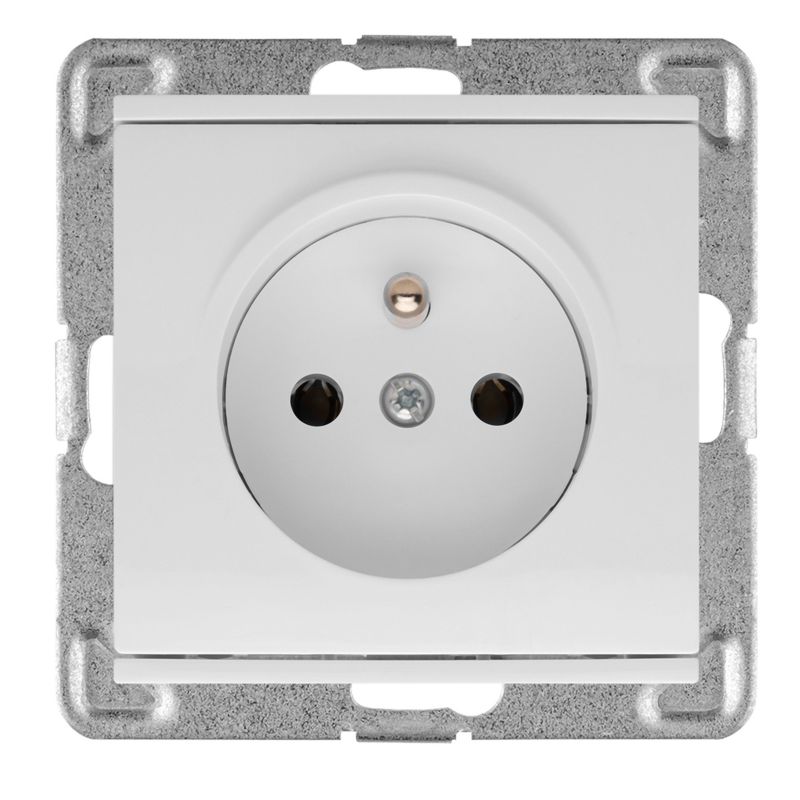 Gniazdo pojedyncze Polmark Verona z uziemieniem białe