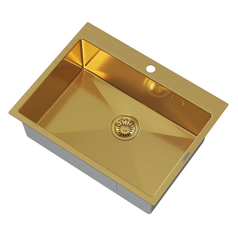 Zlewozmywak Stalowy Jednokomorowy Granitan Złoty Bez Ociekacza Silvo 65x50 + Syfon 1 Kpl.