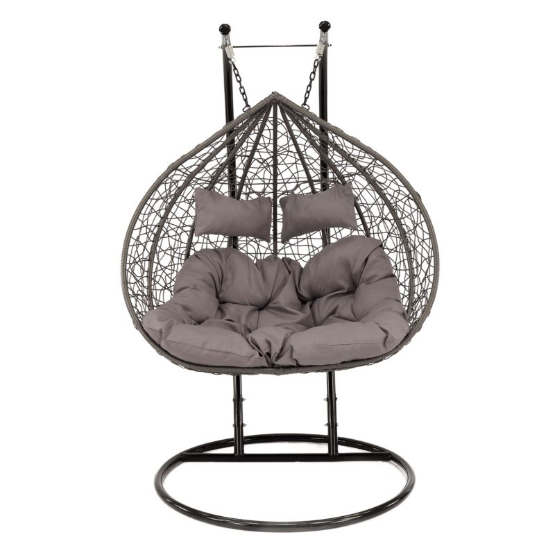 Fotel wiszący ogrodowy dwuosobowy MebleMWM HC-008 szary 1 szt.