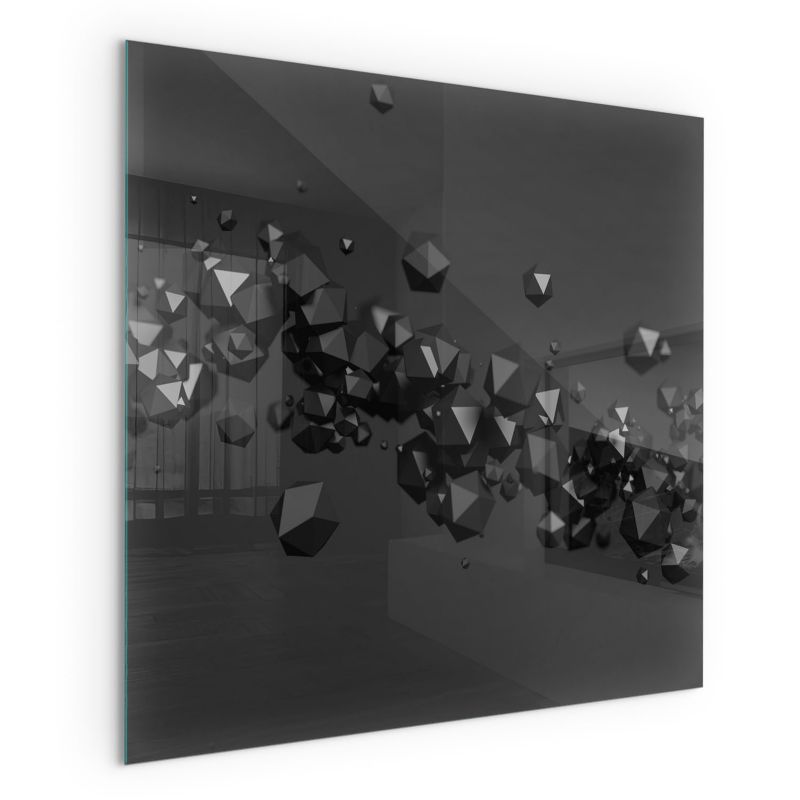 Szklana Podkładka Pod Kominek Kwadrat Wallfluent 60x60 cm Abstrakcyjne bryłowe formy 1 szt.