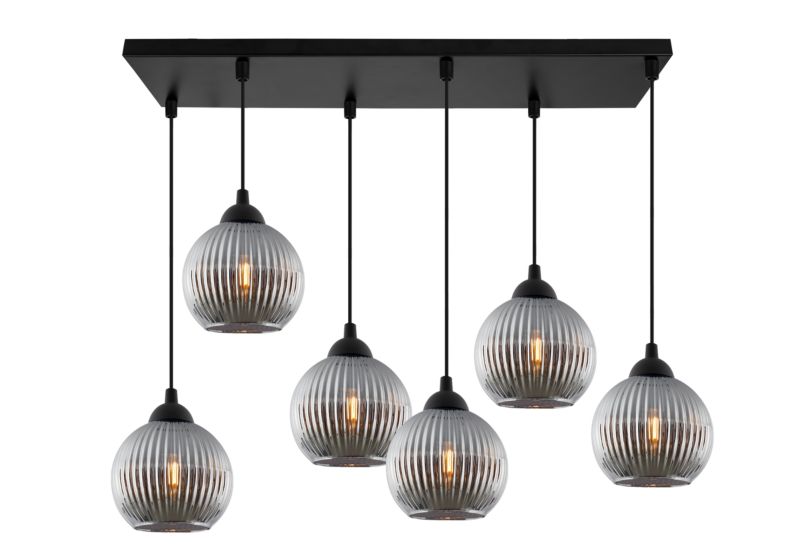 Lampa sufitowa wisząca Light Home LH Riffle 6x E27 60W szara kula 1szt.