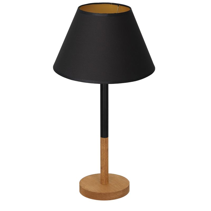 Lampa stołowa Luminex Table Lamps czarny mat-jasne drewno-złota drewniana 1 x E27 x 15W IP20 wym: 56 x 30 x 30 cm drewno - 1 szt.
