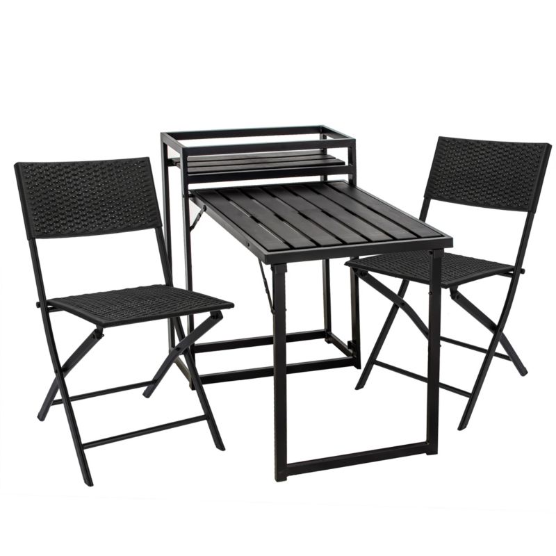 Zestaw mebli balkonowych JUMI ogrodowe, składane 2 krzesła, stół z kwietnikiem 84,5 cm 1 szt.