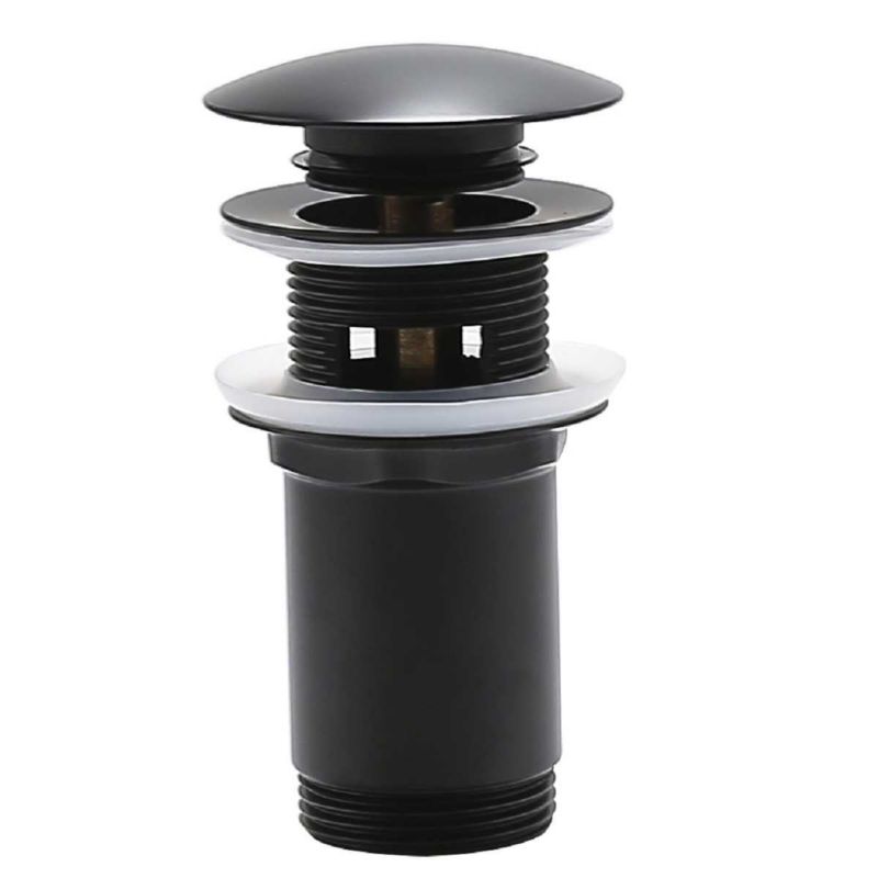 Korek do umywalki Oltens Halsa klik-klak, z przelewem, czarny mat, okrągły, 1 szt.