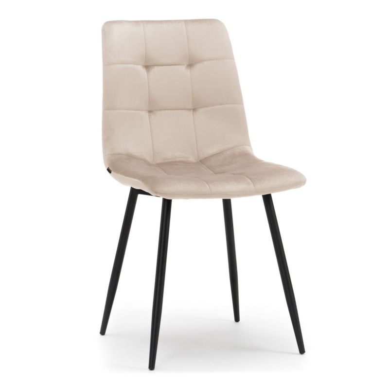 Krzesło tapicerowane New Home PARMA beżowe welurowe pikowane 1 szt.