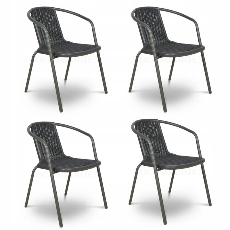 Zestaw Krzeseł Focus Garden Krzesło Ogrodowe Simple Grafit na Taras metal Komplet 4 szt