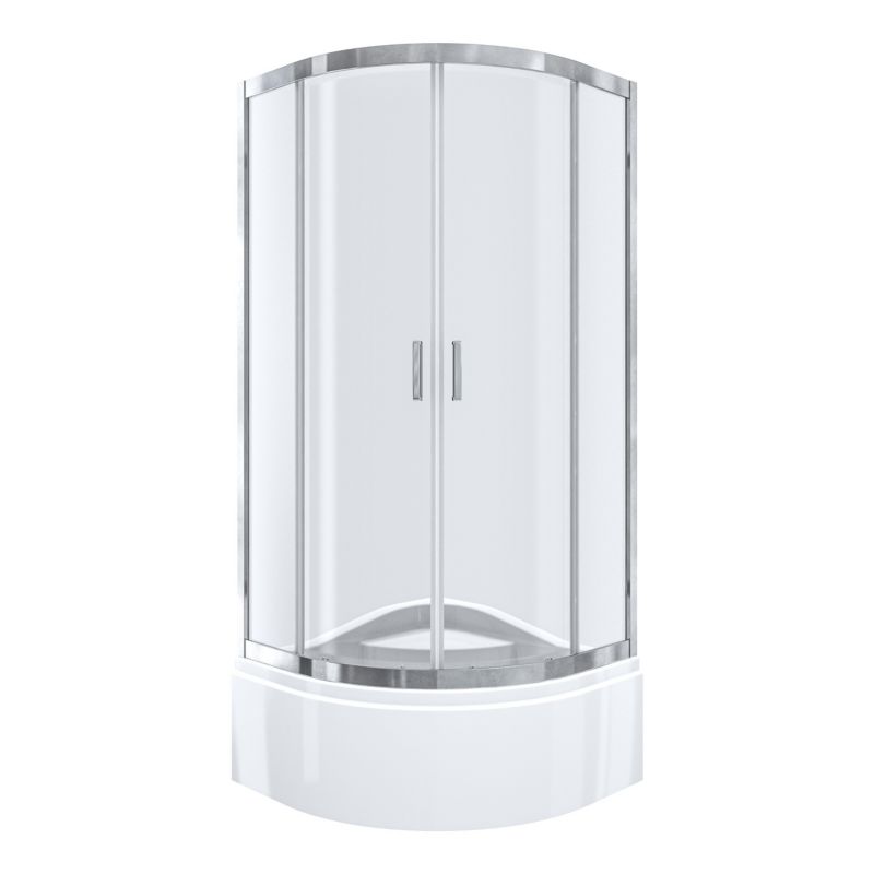 Kabina prysznicowa NAMELESS Durasan 80x80 chrom półokrągła z wysokim brodzikiem zestaw 1szt.