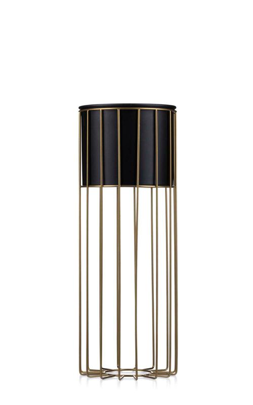 Kwietnik stojący HowHomely Metalowy Złoty Czarna Donica 20x55 cm 1 szt.