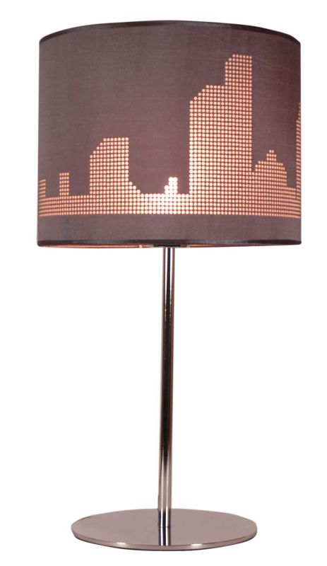 Lampa stołowa Candellux Manhattan chromowana brązowa 1 x E27 x 60W IP20 wym: 53 x 28 x 28 cm tkanina - 1 szt.