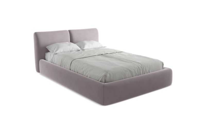 Łóżko LaMiaSofa Hoku z weluru 140x200 szary 1 szt.