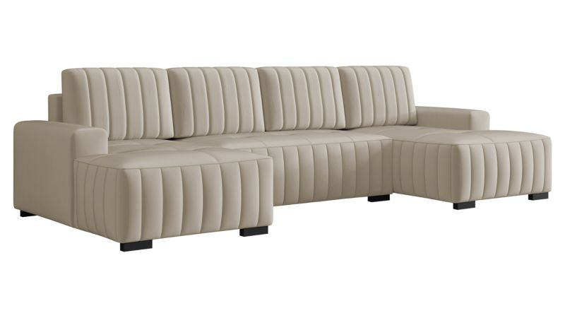 Narożnik z funkcją spania MIRJAN 24 Hugo U beżowy plusz 1 szt.