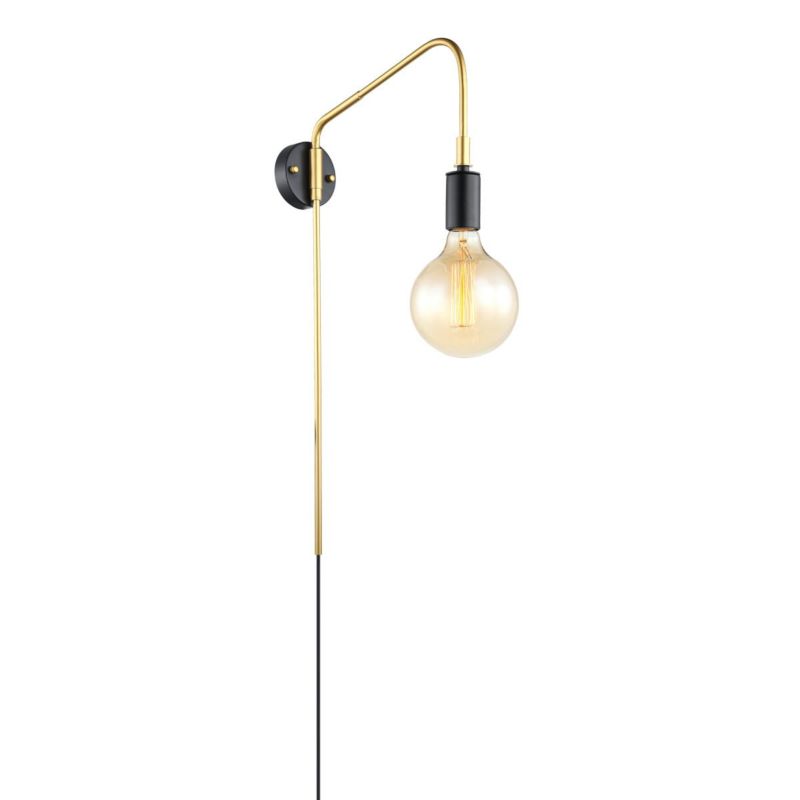 Kinkiet ścienny Italux Malene mosiądz-złoty-czarny styl nowoczesny 1 x E27 x 40W IP20 wym: 62 x 35 cm - 1 szt.