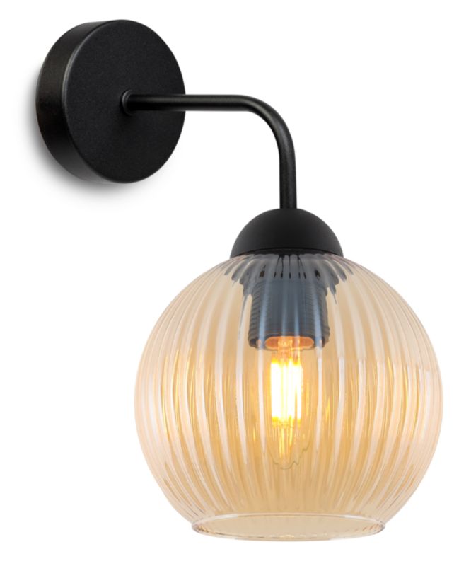 Lampa ścienna kinkiet Light Home LH Riffle 1x E27 60W miodowa kula 1szt.