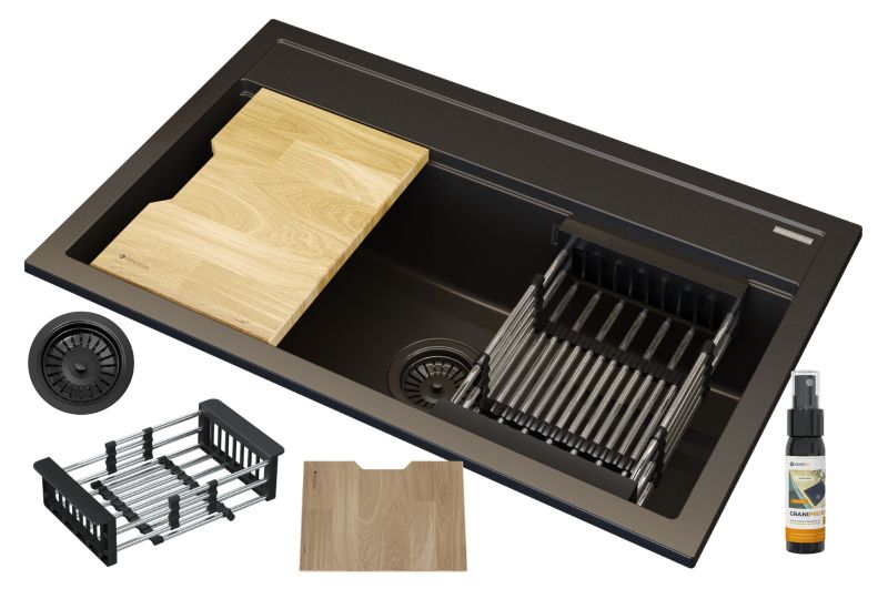 Zlewozmywak Granitowy Granitan Asti z Syfonem, Deską i Ociekaczem 1kpl.