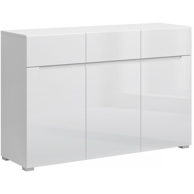 Komoda Trzydrzwiowa MIST Mebel Elite z Szufladami do Salonu 135 cm Biały 1 szt