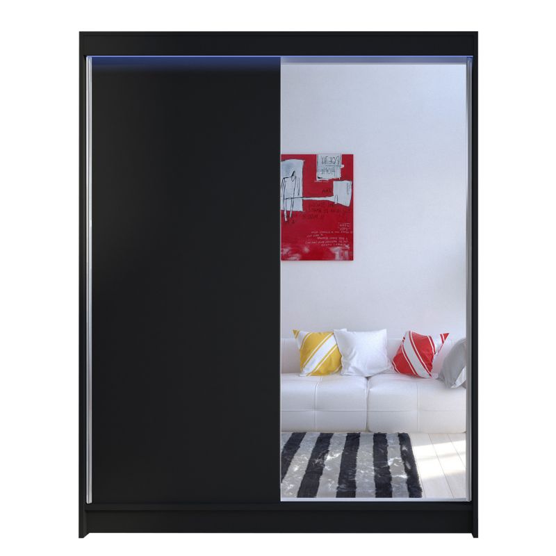 Szafa MIRJAN 24 z drzwiami przesuwnymi Camino I z oświetleniem RGB czarny 1 szt.