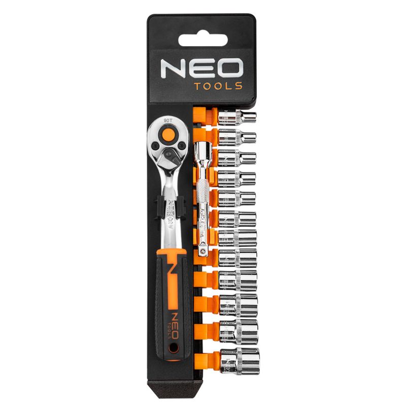 Klucze nasadowe NEO TOOLS 1/4", zestaw 14 szt. 1 kpl