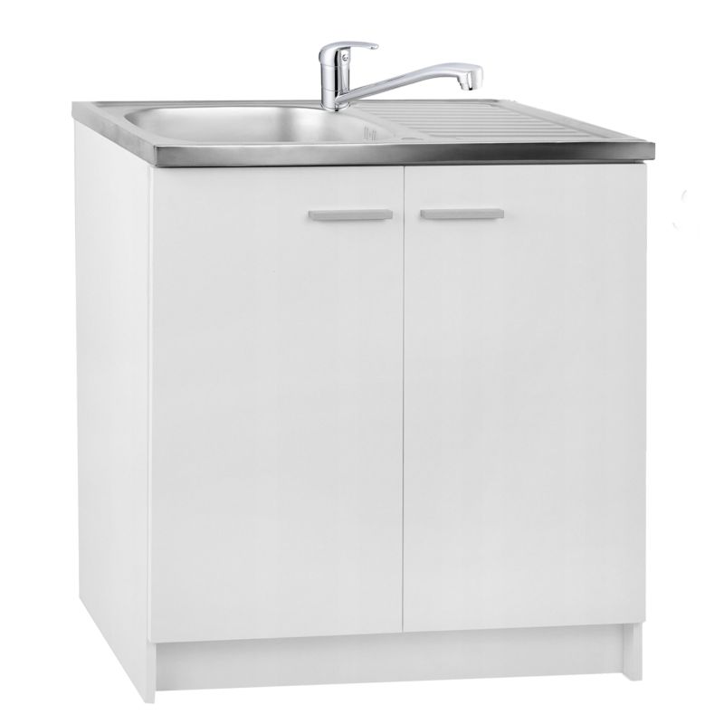 Szafka Kuchenna Stamar Stojąca Biała 800mm Zlew Bateria Obrotowa Syfon do Zmywarki 1 szt