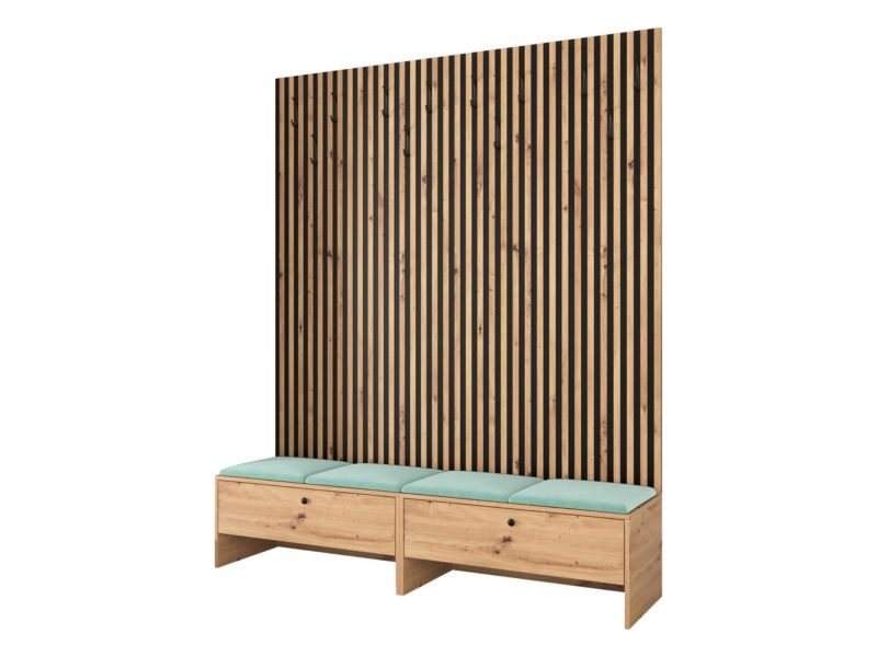 Garderoba MIRJAN 24 Balma V dąb artisan/czarny/miętowy plusz 1 kpl.