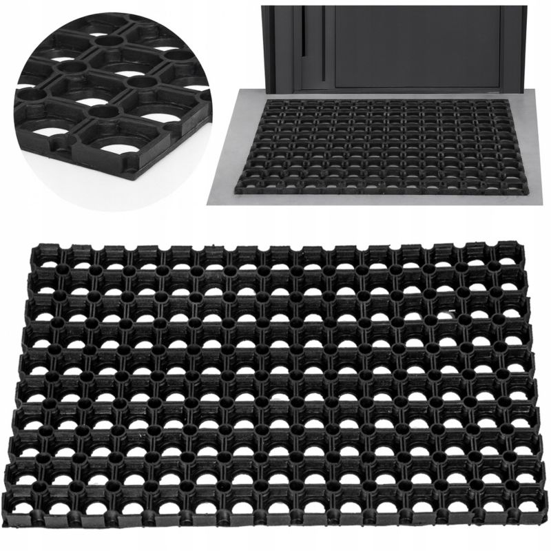 Wycieraczka ażurowa Deco4Home Compos gumowa pod drzwi 80 x 120 cm czarna 1 szt.