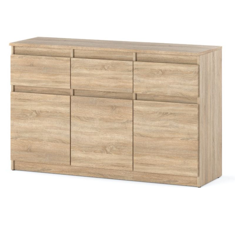 Komoda Hurtownia-Mebli Szuflady 3 Oleksa 3D3SZ 120cm Dąb Sonoma Dąb Sonoma 120x35x75 cm 1szt.