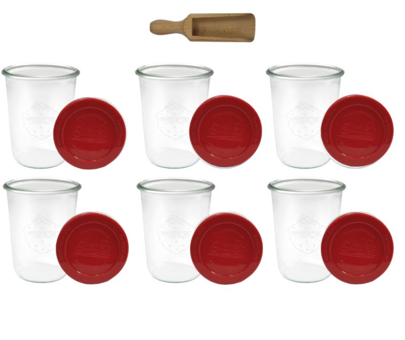 Słoiki MODO24 Weck 850 ml fi 100 mold silikonowe wieka miarka 6 kpl.