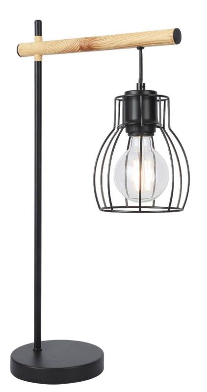 Lampa stołowa Candellux Bernita czarna-jasne drewno 1 x E27 x 60W IP20 wym: 55 x 29 x 15 cm drewno - 1 szt.