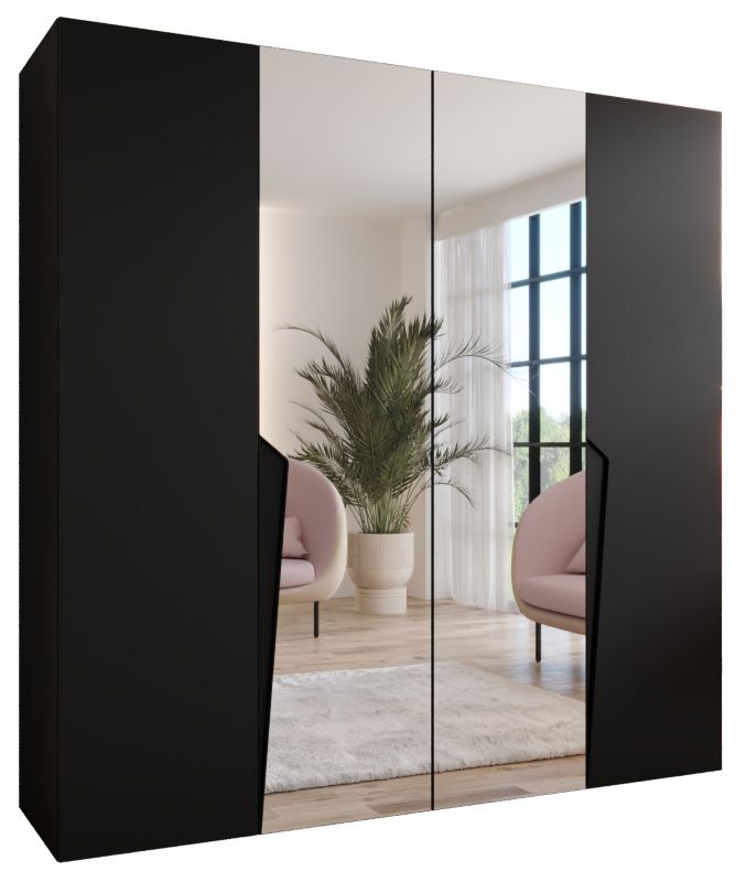 Szafa uchylna z lustrem otwierana Abiks PIANO 2 200 wys 202 cm Czarny + Czarny 1 szt