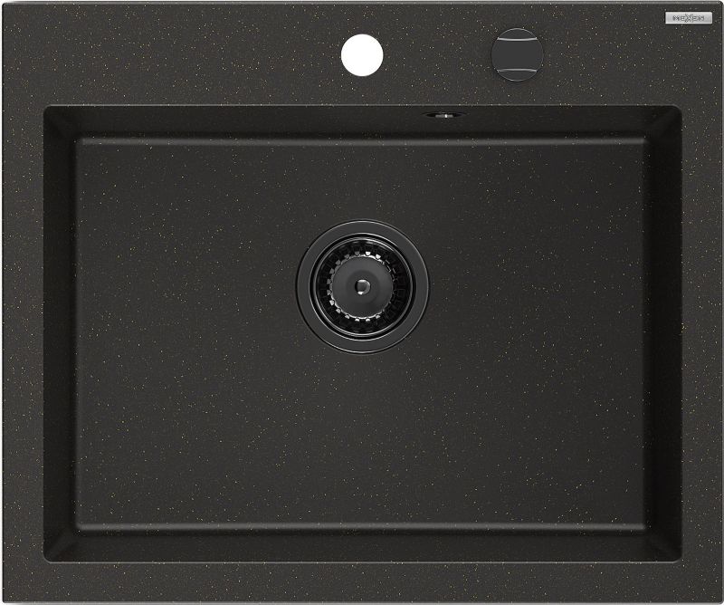 Zlewozmywak wpuszczany Mexen Elix czarny/złoty metalik 600x500 mm - 6525601005-75-B