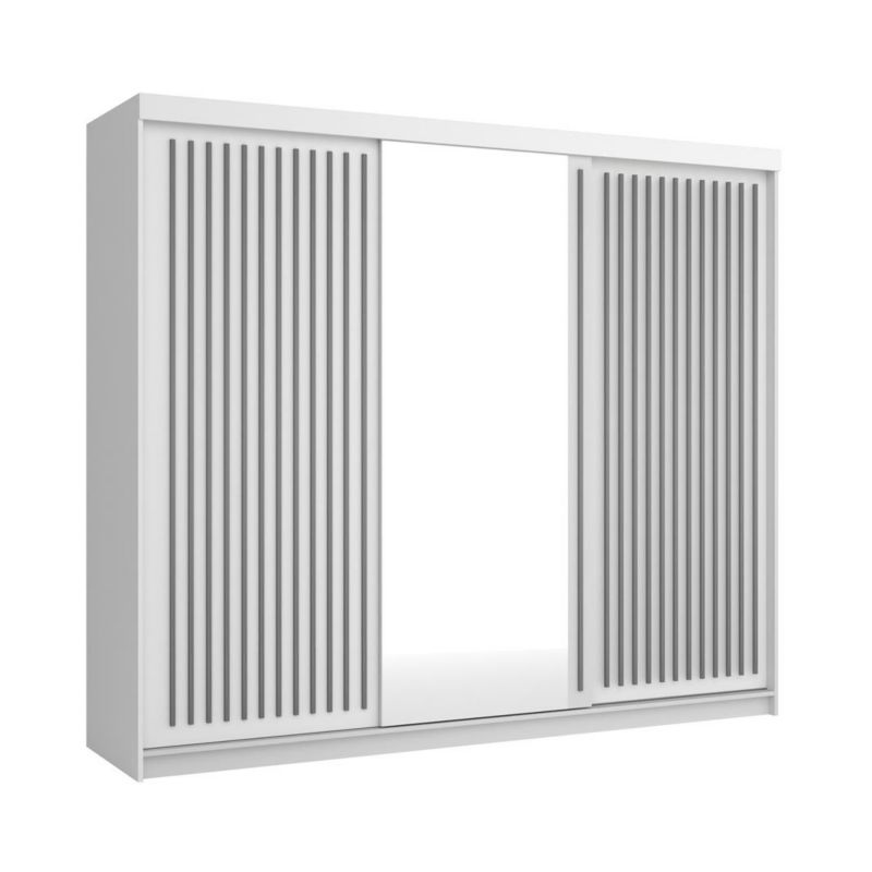 Szafa przesuwna Bettso Lay 250 cm designerska z szarymi lamelami biały 1szt.