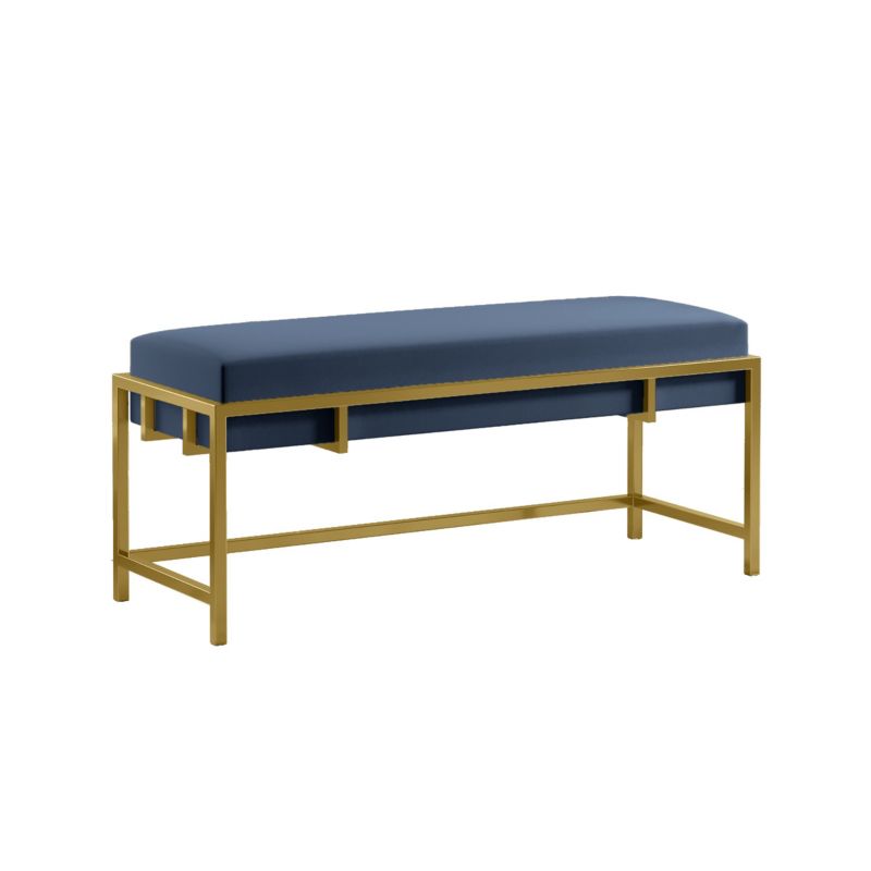 Ławka tapicerowana Bettso Lamo 100 cm nowoczesna w tkaninie royal velvet na złotym stelażu granatowy 1szt.