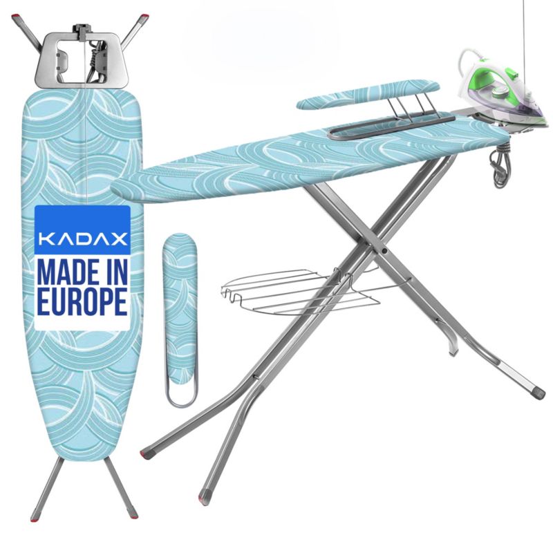 Deska Do Prasowania KADAX 120x38 cm szeroki Blat Z Gniazdem + Rękawnik Full 1szt.