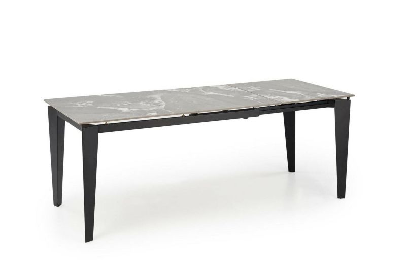 Stół rozkładany do jadalni Asniki INTESI nowoczesny czarny marmur spiek metalowe nogi 201x81 cm 1 szt.