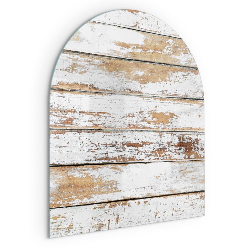 Szklana Podkładka Pod Kominek Półowalny Wallfluent 80x70 cm Postarzane drewniane deski 1 szt.