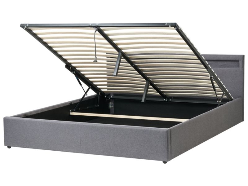 Łóżko LED z pojemnikiem Armelle 180 x 200 cm Ciemnoszary 1 szt.