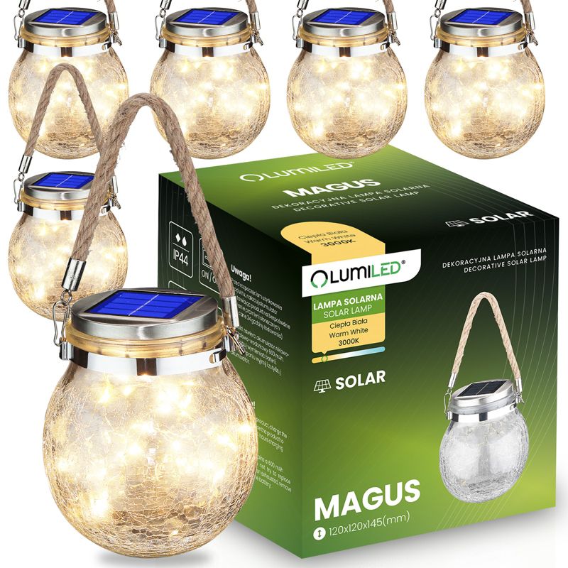Lampa Solarna Lumiled Ogrodowa LED 3000K Latarenka Lampion na Baterie Kula Szklana Słoik 6 szt.