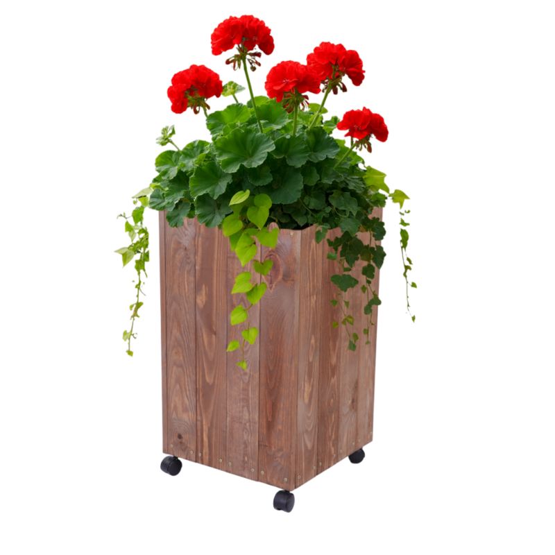 Donica drewniana MODO24 86x37x37 cm impregnowana brązowa na kółkach 1 szt.