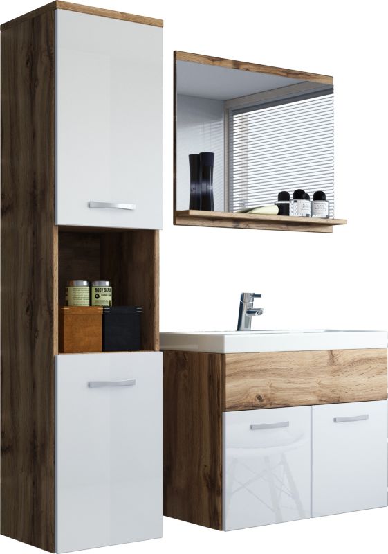 Zestaw mebli łazienkowych MINIO go for it MONTANA dąb wotan/biały połysk 1 kpl.