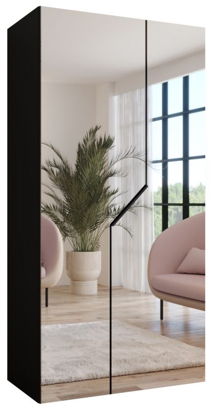 Szafa uchylna z lustrem otwierana Abiks ANDREW 3 100 wys 202 cm Czarny + Czarny 1 szt