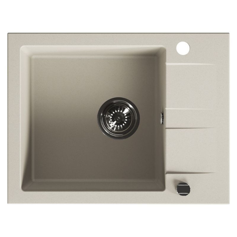 Zlewozmywak Granitowy, Kuchinox, Beżowy, Shire, 44x57cm, z ociekaczem, z syfonem, 1 szt.