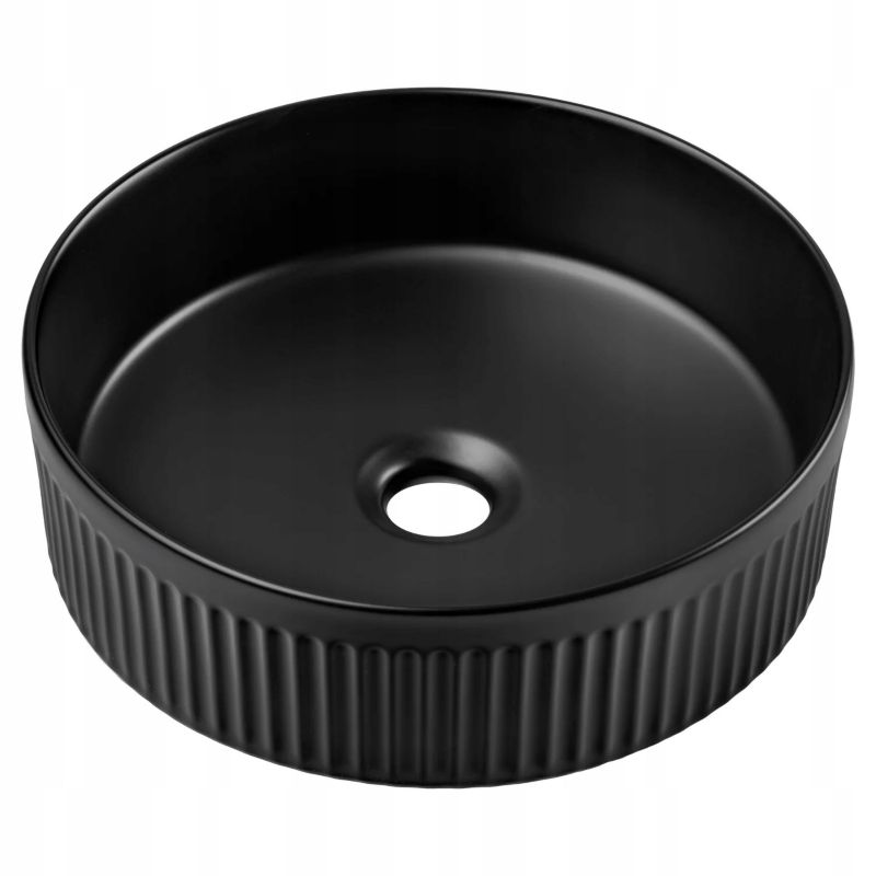 Umywalka nablatowa BEYOND 2 36 cm czarny mat ryflowana ceramika 1 szt.