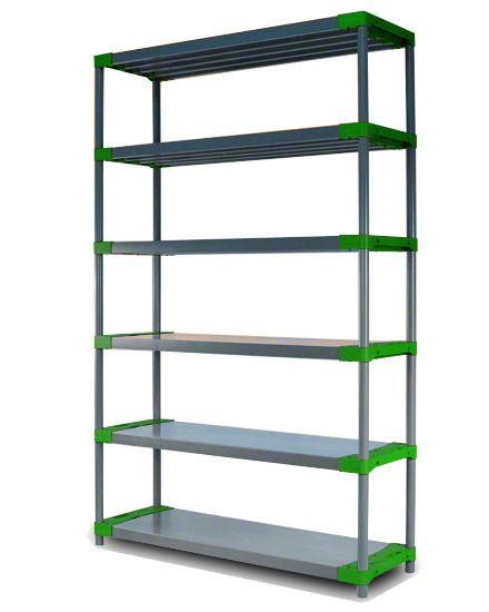 Regał plastikowy MODO24 zielony do piwnicy 222x140x46 cm modułowy wodoodporny 1 szt.