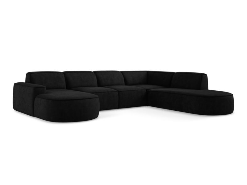 Sofa panoramiczna lewa LaMiaSofa MELISSA z tkaniny szenilowej 364x262 cm czarny 1 szt.